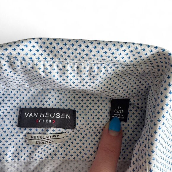 Van Heusen‎ Flex | Men's Dress Shirt | Size 17 32/33 | Regular Fit Stretch - Picture 2 of 7